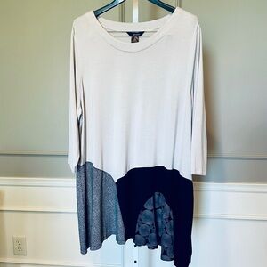 Ali Miles tunic top blouse 2XL Casual tan black swing trapeze leggings comfy